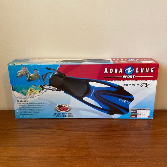 ☘️NWT Aqua Lung Sport Proflex FX Blue & Black Large Vented Fin Blades - Picture 1 of 3